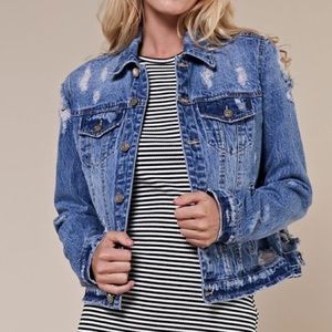 Mustard Seed Distressed Denim Jean Jacket